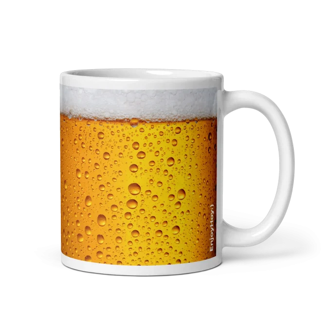Taza chelera divertida de cerámica con diseño de cerveza y espuma - EnjoyHoy;)