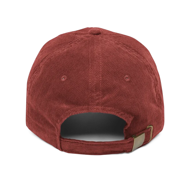 Parte trasera de la gorra de pana café terracota EnjoyHoy;).