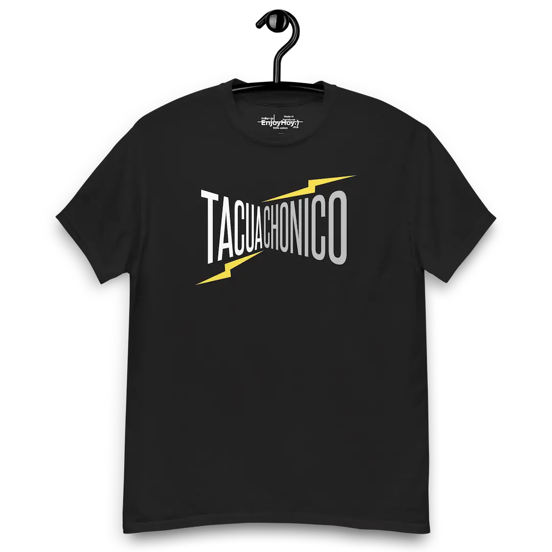 La mejor camiseta del mundo: Turbo Camiseta TACUACHONICO negra en gancho con letras blancas y rayo amarillo – EnjoyHoy;)