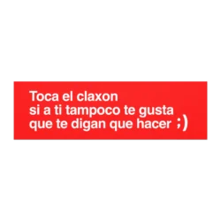 Imán para coche “Toca el claxon” en fondo blanco.