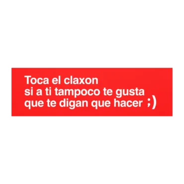 Imán para coche “Toca el claxon” en fondo blanco.