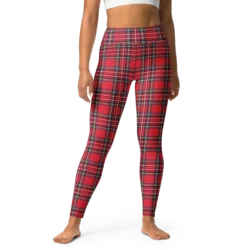 yoga leggings escocés cintura alta ajuste frontal detalle tela