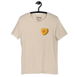 camiseta corazón de melón beige con diseño de melón en forma de corazón enjoyhoy