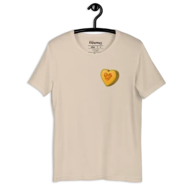 camiseta corazón de melón beige con diseño de melón en forma de corazón enjoyhoy