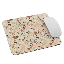 Vista superior de mouse pad terrazzo para escritorio con patrón tipo terrazo