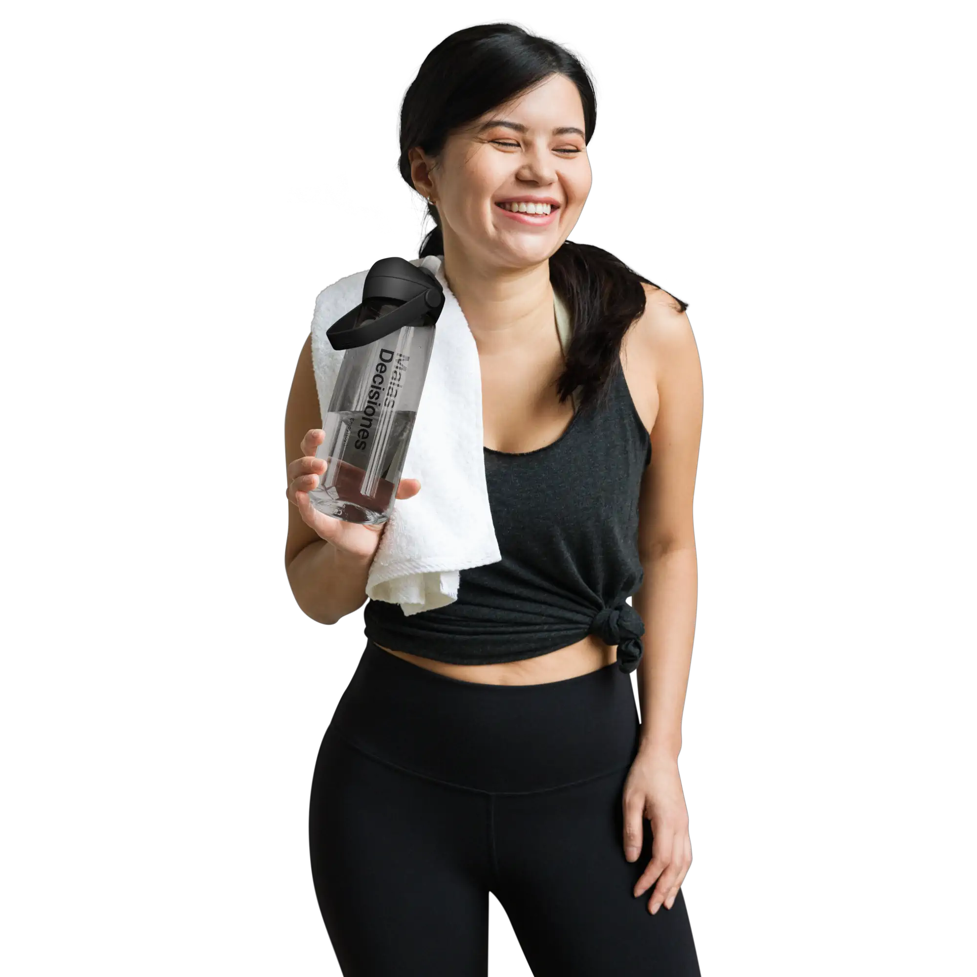 Botella de agua Malas Decisiones en lifestyle shot – accesorio con personalidad EnjoyHoy;)