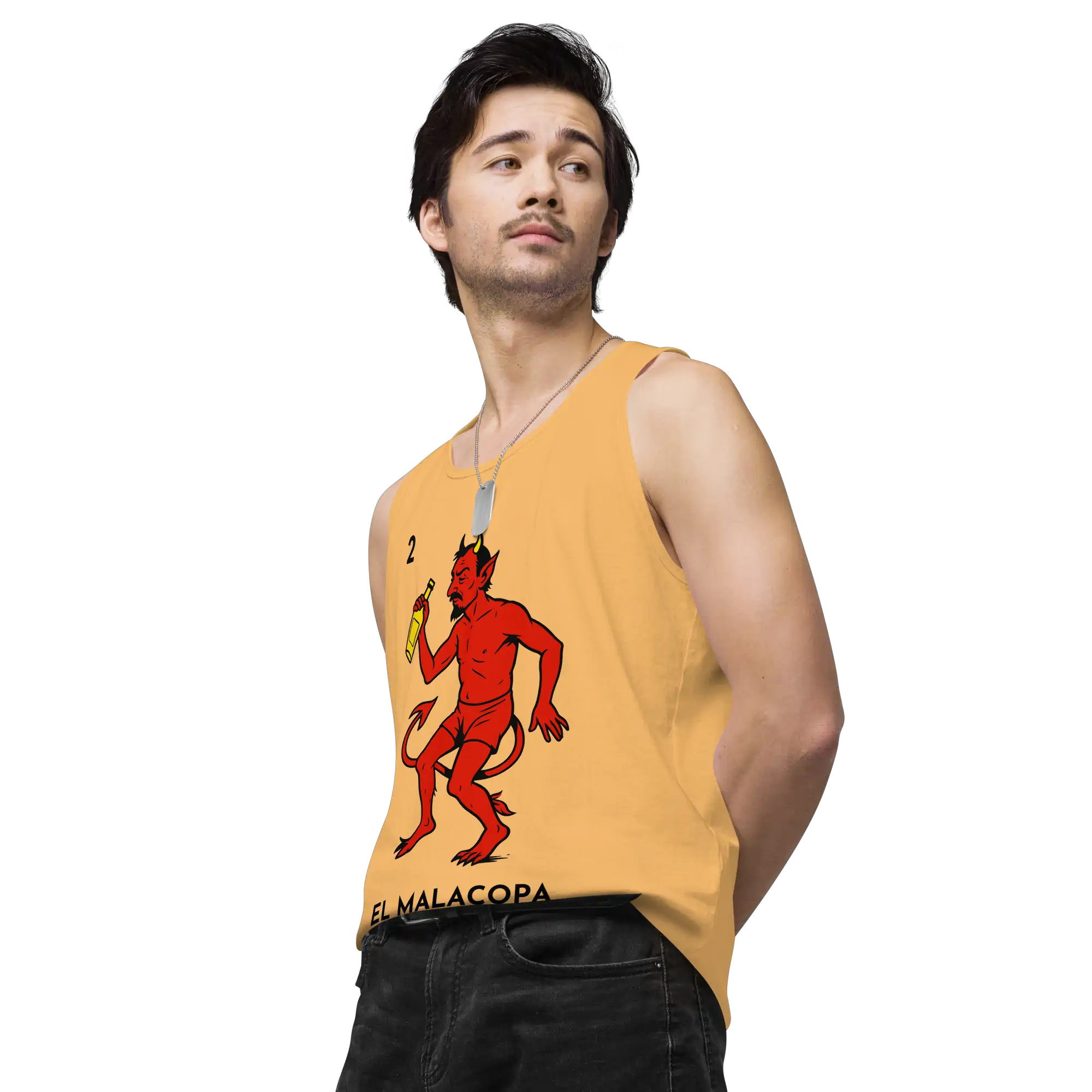 Camiseta tirantes Malacopa en talla grande 2XL, forma relajada y sin mangas, diseño impreso — EnjoyHoy