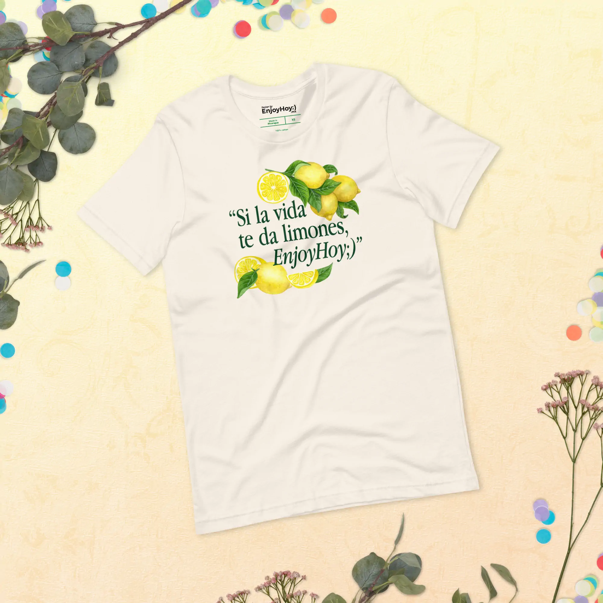 Camiseta Si la vida te da limones acercamiento a la tela y costura