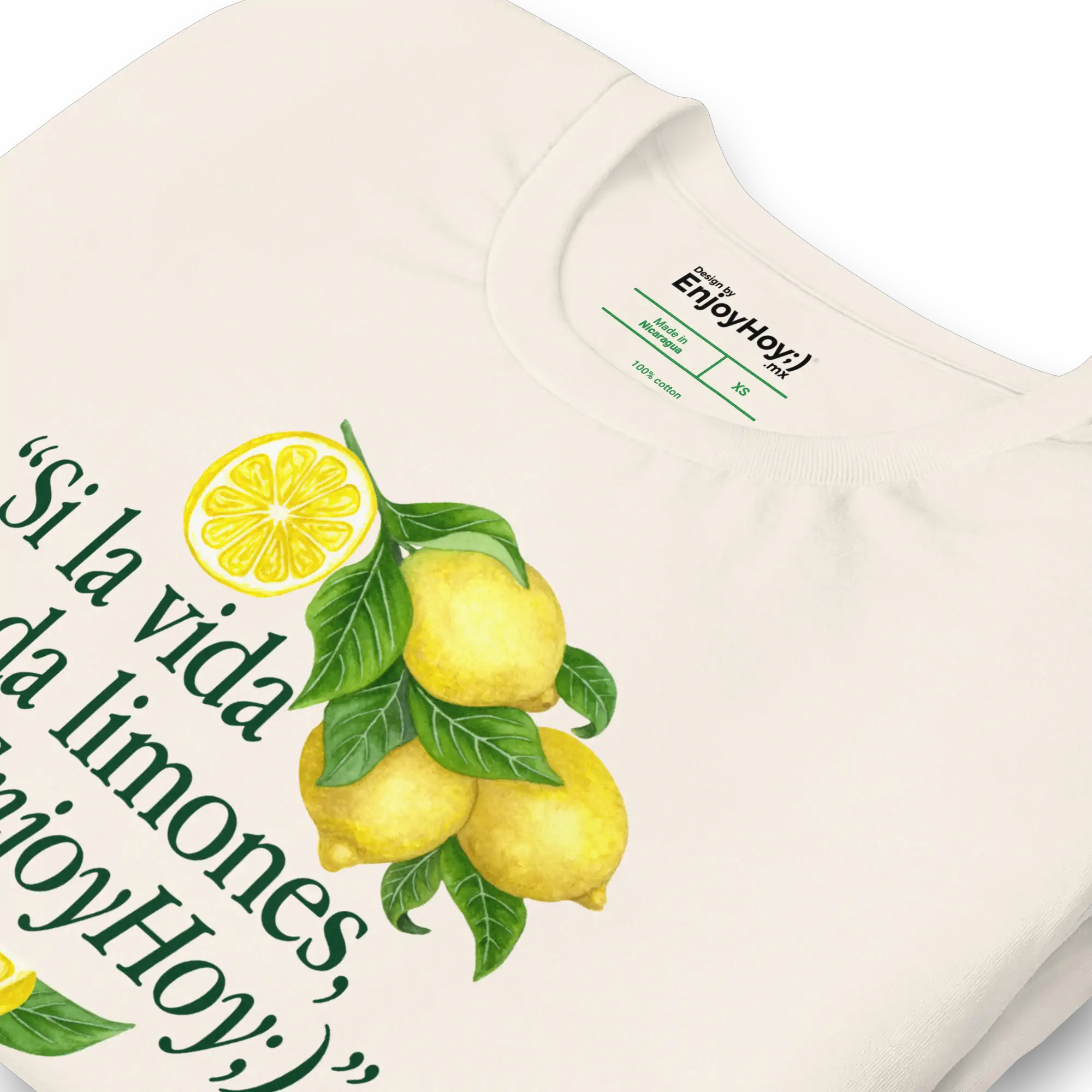 Camiseta Si la vida te da limones acercamiento a la tela y costura